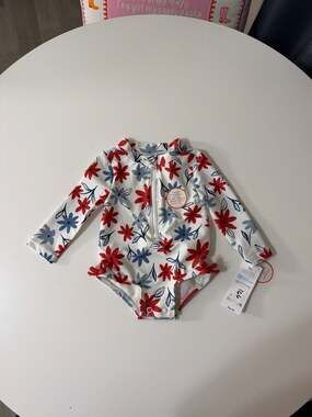 Carter's Just One You Baby Girls Long Sleeve Floral One-Piece Rashguard Swimsuit